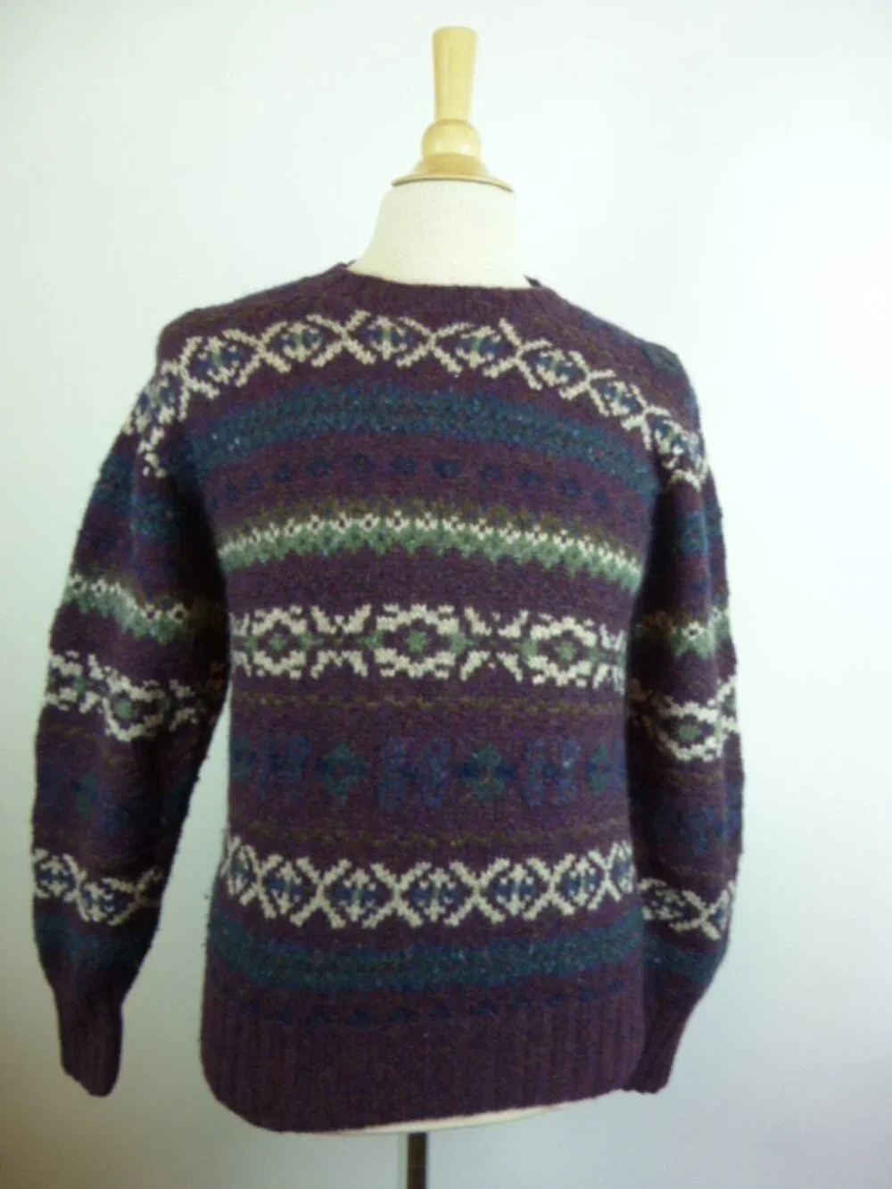 POLO RALPH LAUREN SWEATER NAVY  vintage fair isle wool crew nordic S handmade